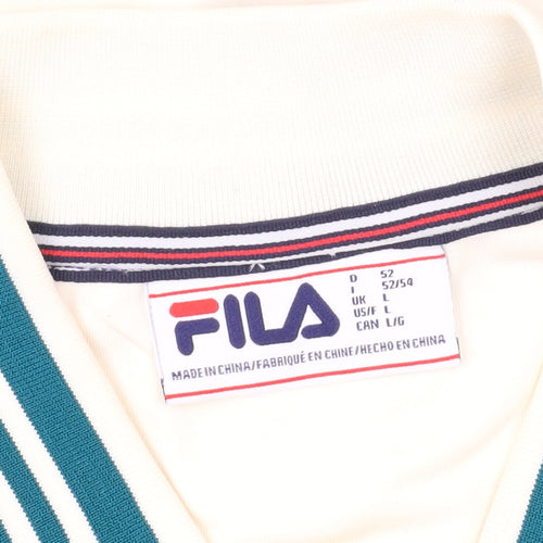 FILA Men's Ivory & Green Varsity Jacket Size L