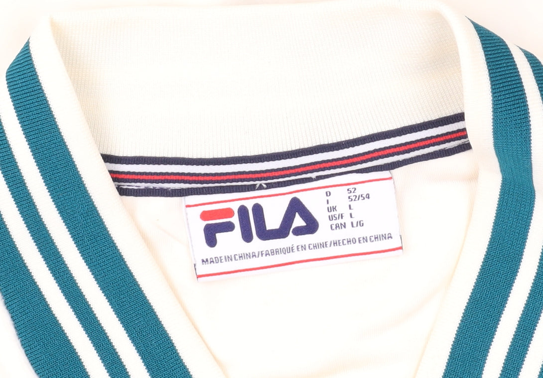 FILA Men's Ivory & Green Varsity Jacket Size L