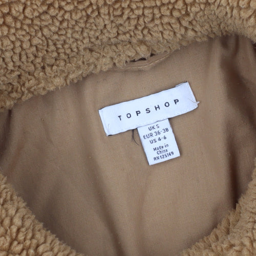 Topshop Women's Brown Mid-Length Casual Coat S