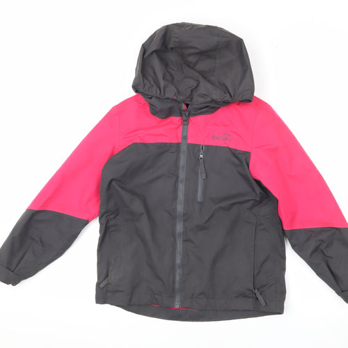 Peter Storm Girls Black Hibiscus Waterproof Jacket Size 7-8