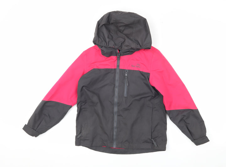 Peter Storm Girls Black Hibiscus Waterproof Jacket Size 7-8