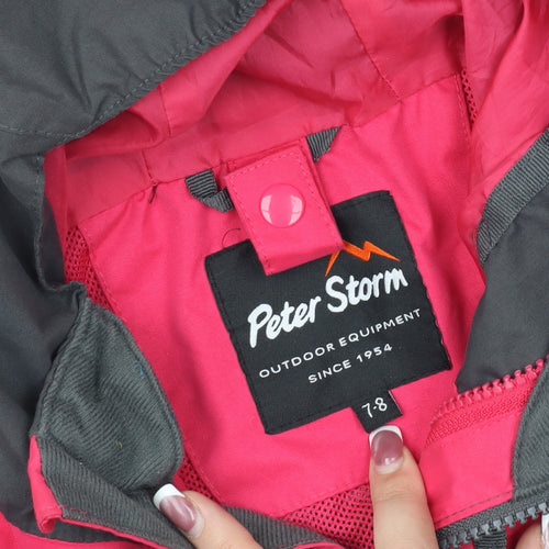 Peter Storm Girls Black Hibiscus Waterproof Jacket Size 7-8