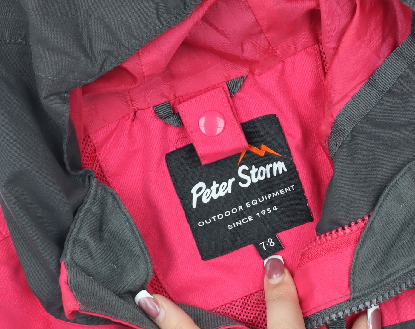 Peter Storm Girls Black Hibiscus Waterproof Jacket Size 7-8