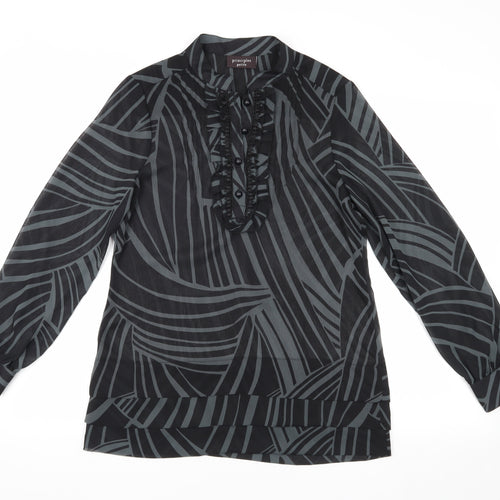 Principles Petites Black Geometric Blouse, Size 10