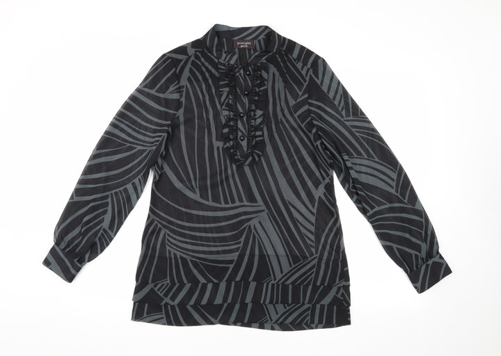 Principles Petites Black Geometric Blouse, Size 10