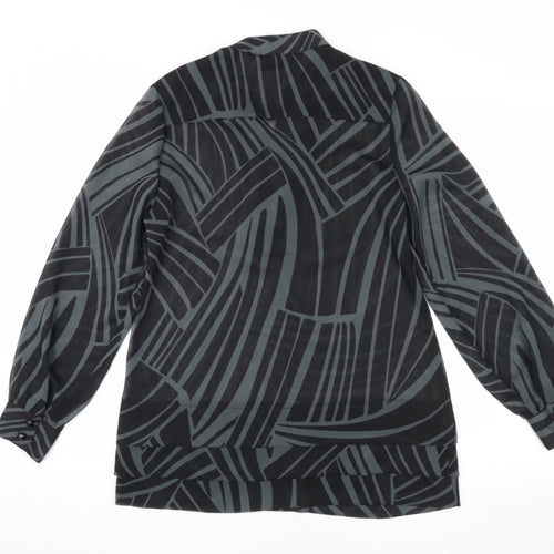 Principles Petites Black Geometric Blouse, Size 10