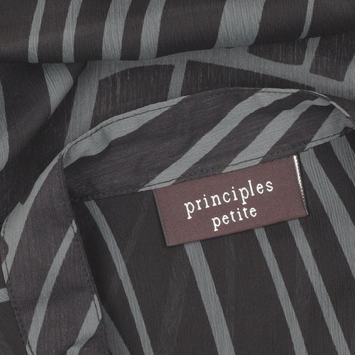 Principles Petites Black Geometric Blouse, Size 10