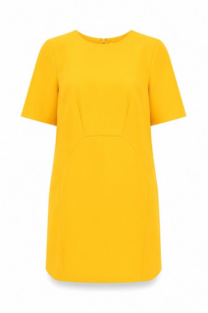 Front view of Whistles Women's Yellow Short Sleeve Shift Dress