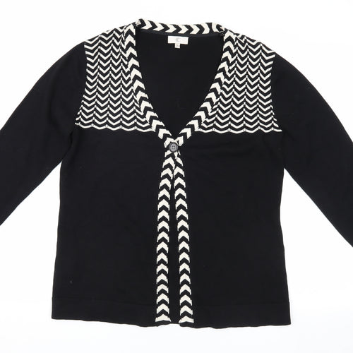 CC Women's Black Geometric 3/4 Sleeve Cardigan M