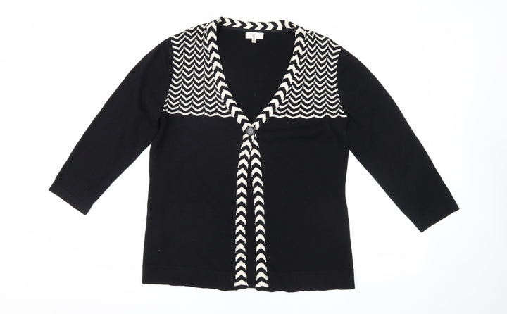 CC Women's Black Geometric 3/4 Sleeve Cardigan M