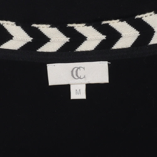 CC Women's Black Geometric 3/4 Sleeve Cardigan M