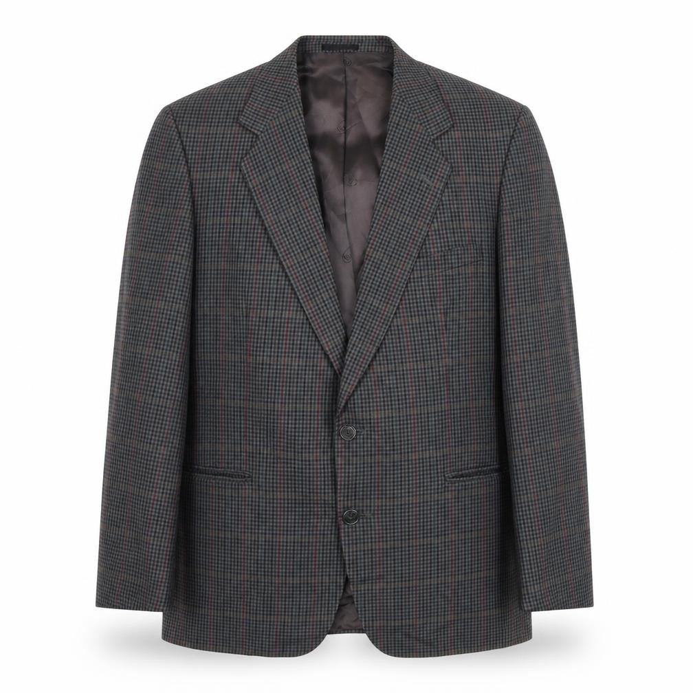 Front view of Magee Men's Grey Check Blazer, size 42R