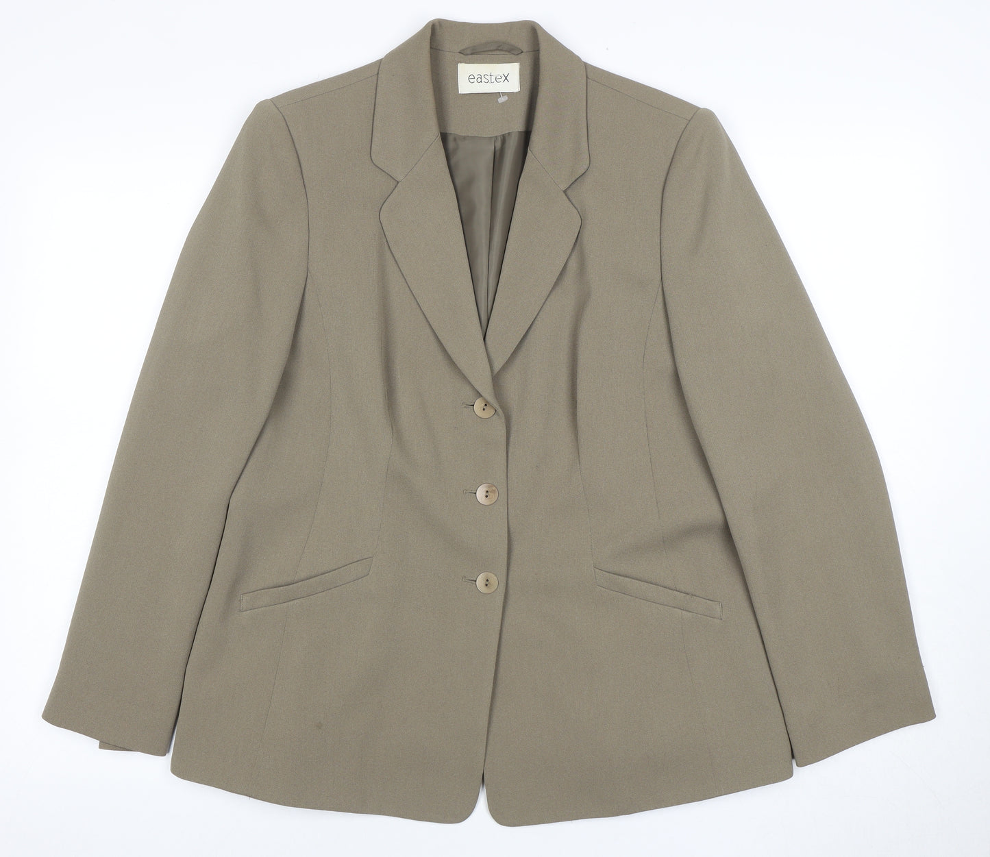 Eastex Women Brown Blazer UK 12 Three-Button Regular Fit