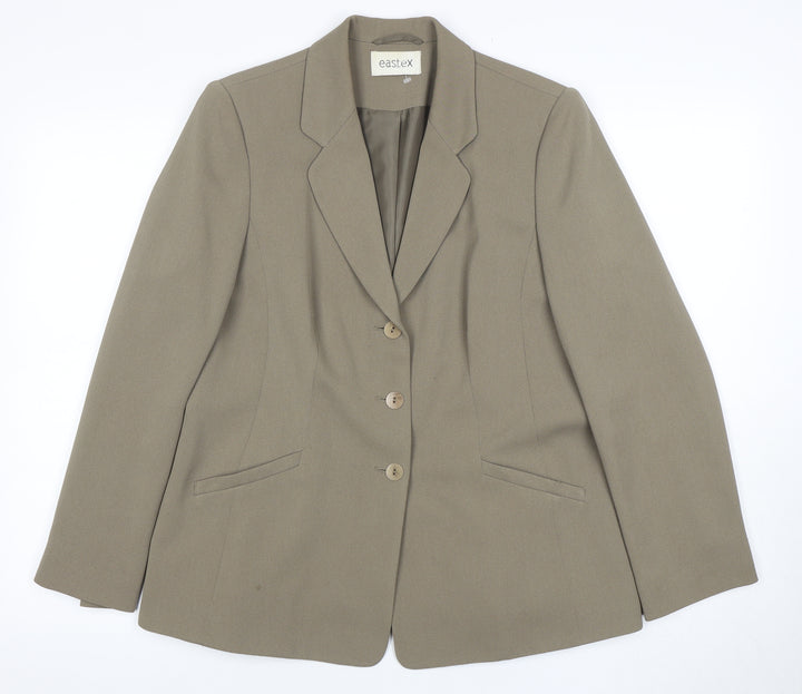 Eastex Women Brown Blazer UK 12 Three-Button Regular Fit