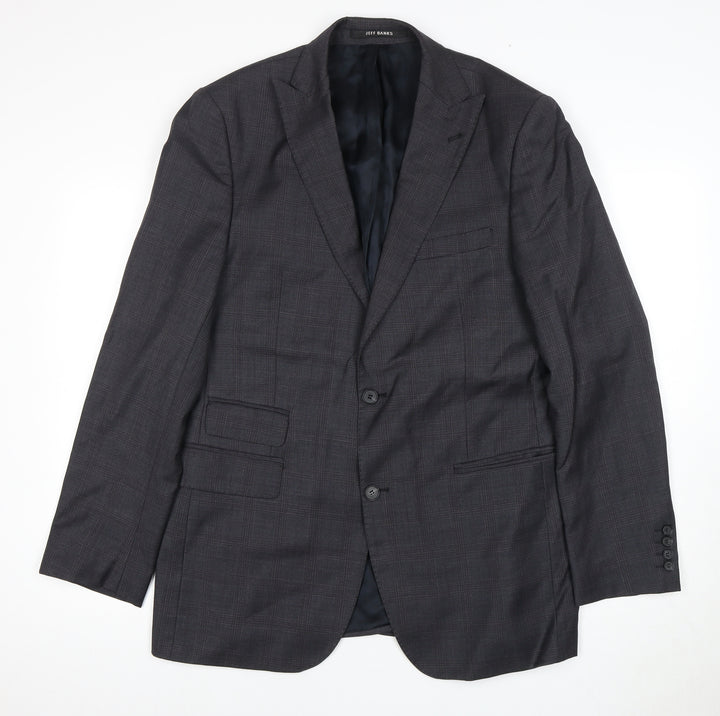 Jeff Banks Men's Grey Wool Blazer, Size 42, Long