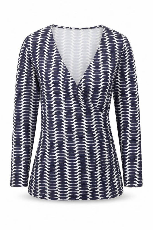 Front view of Betty Women’s Multicoloured V-Neck Wrap Blouse