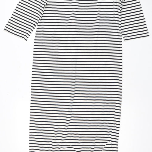 Hush Women's XS White Striped Dress, 3/4 Sleeve