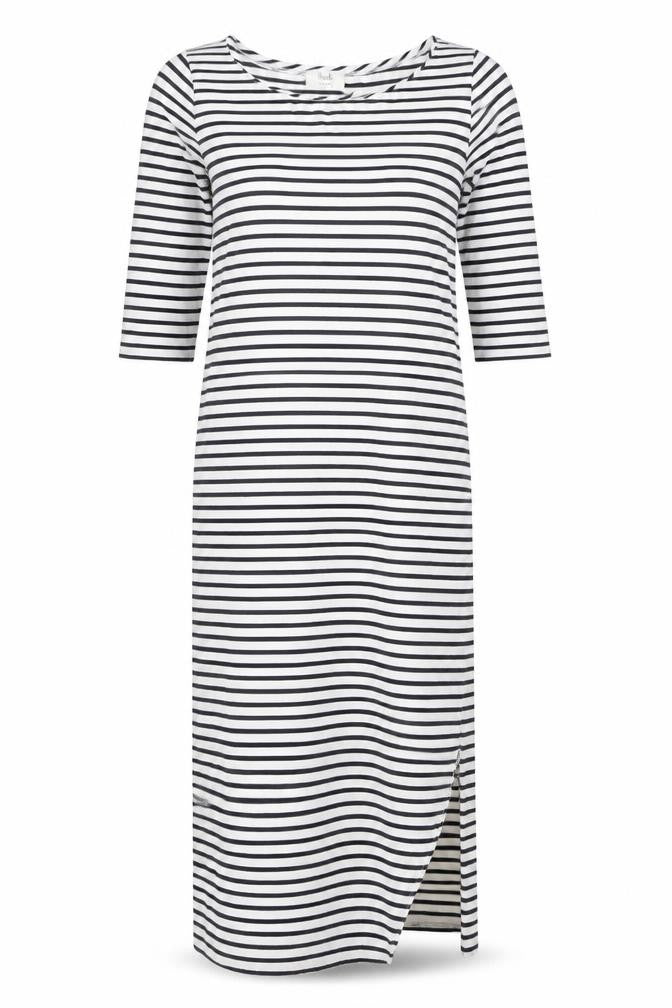 Hush Women's XS White Striped Dress, 3/4 Sleeve