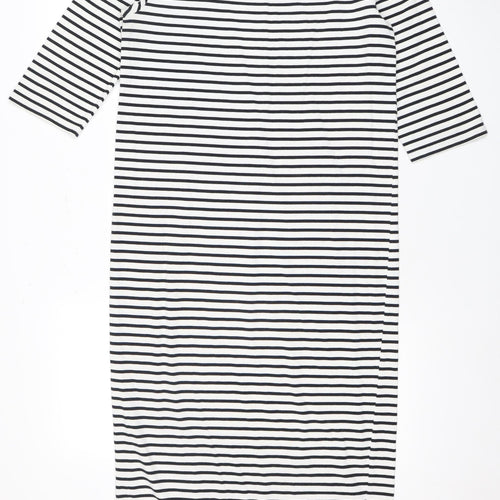 Hush Women's XS White Striped Dress, 3/4 Sleeve