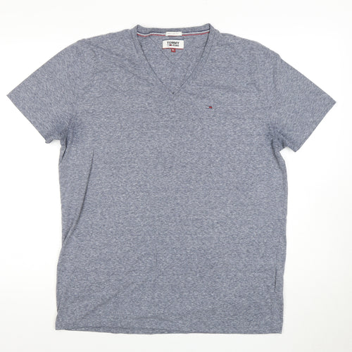 Tommy Jeans Men's Grey XL V-Neck T-Shirt Regular Fit