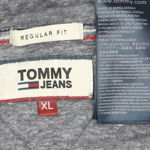 Tommy Jeans Men's Grey XL V-Neck T-Shirt Regular Fit