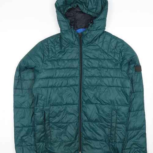 Jack & Jones Men's Green S Puffer Jacket Hooded