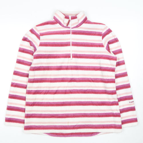 Peter Storm Women's Pink Striped Pullover, Size 14, Stylish Fleece