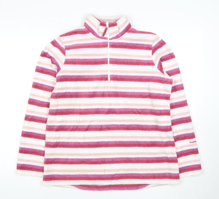 Peter Storm Women's Pink Striped Pullover, Size 14, Stylish Fleece