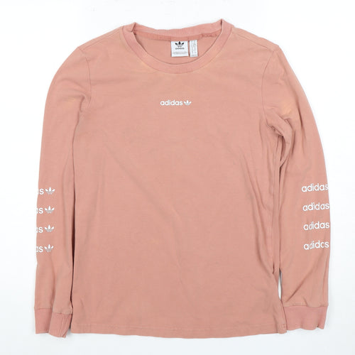 Adidas Women's Pink Long Sleeve Crew Neck T-Shirt Size 6