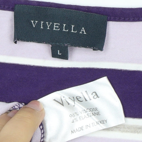 Viyella Women's Multicoloured Striped T-Shirt L