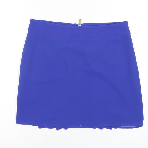 Ted Baker Women's Blue Pencil Skirt Size 8 Ruffle Accent