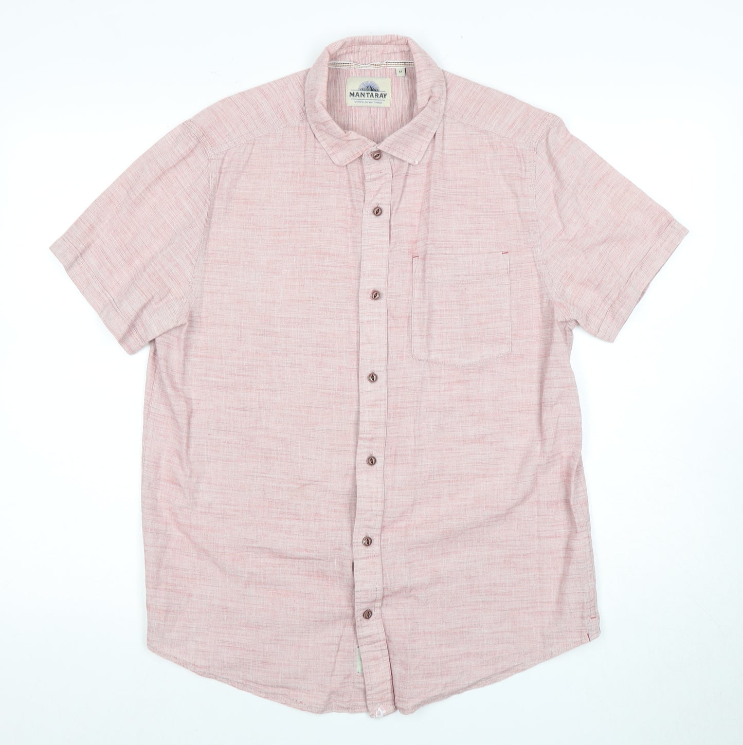 Mantaray Men's Red Short Sleeve Woven Shirt - M