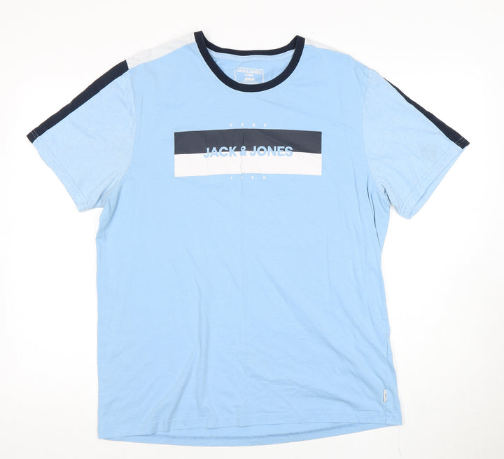 Jack & Jones Men's Blue Graphic Print 2XL Slim T-Shirt