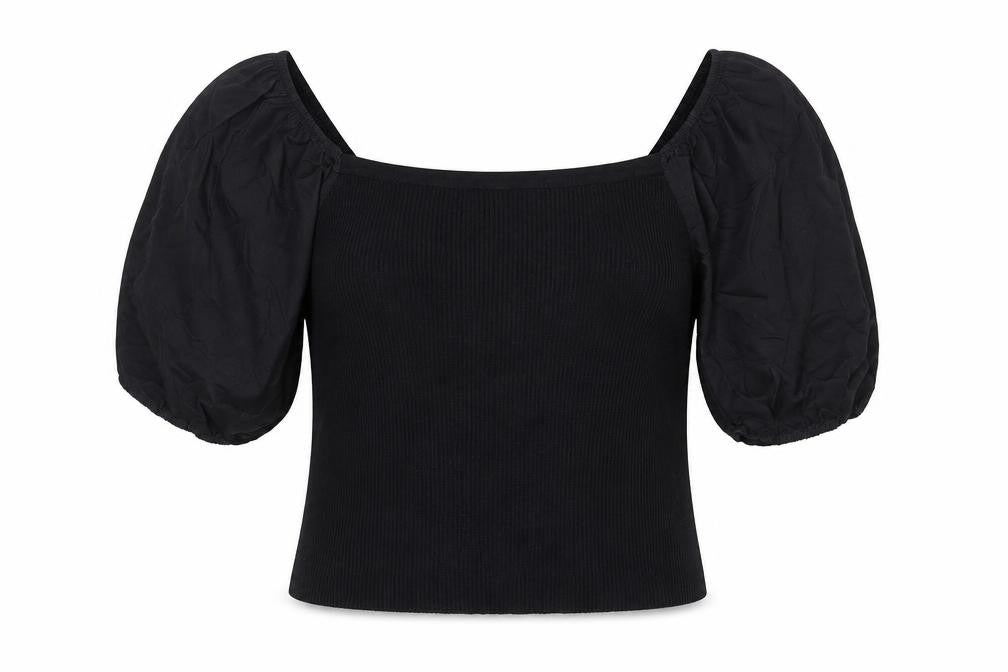 Front view of New Look Women's Black Cropped Blouse -, size 18