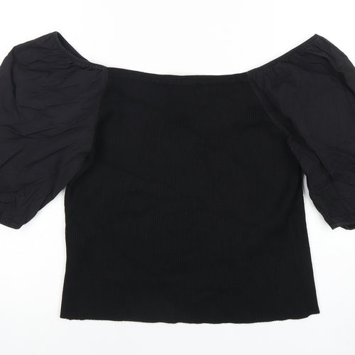New Look Women's Black Cropped Blouse - Size 18