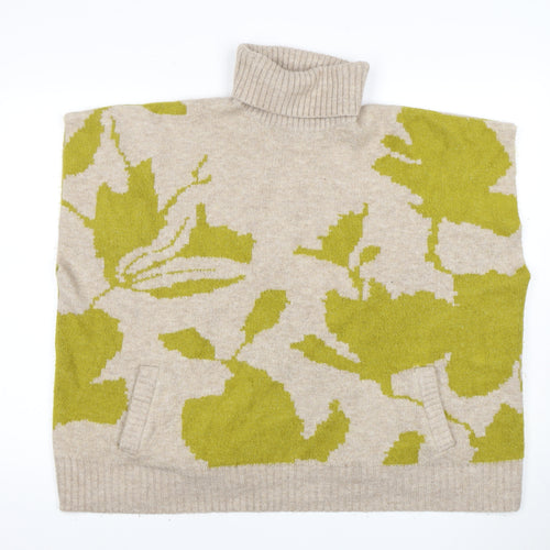 Next Women's Beige Green Roll Neck Jumper, Size M