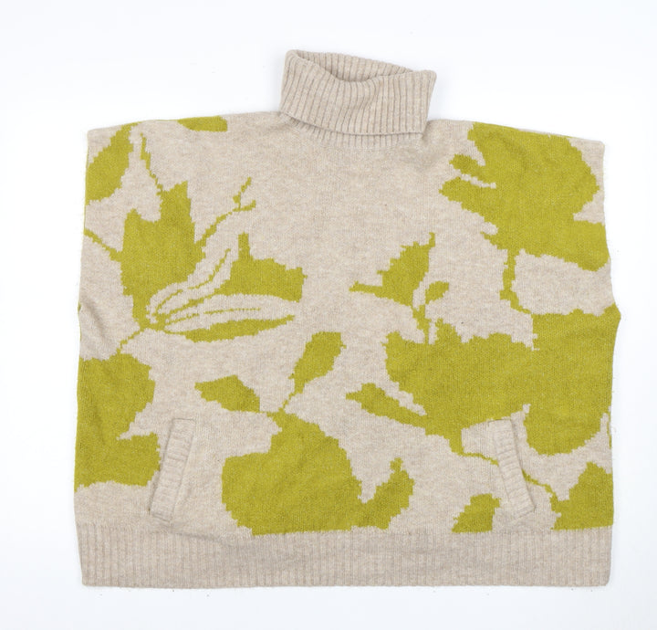 Next Women's Beige Green Roll Neck Jumper, Size M