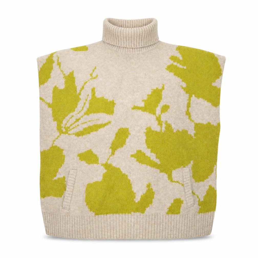 Front view of Next Women's Beige Green Roll Neck Jumper, size M