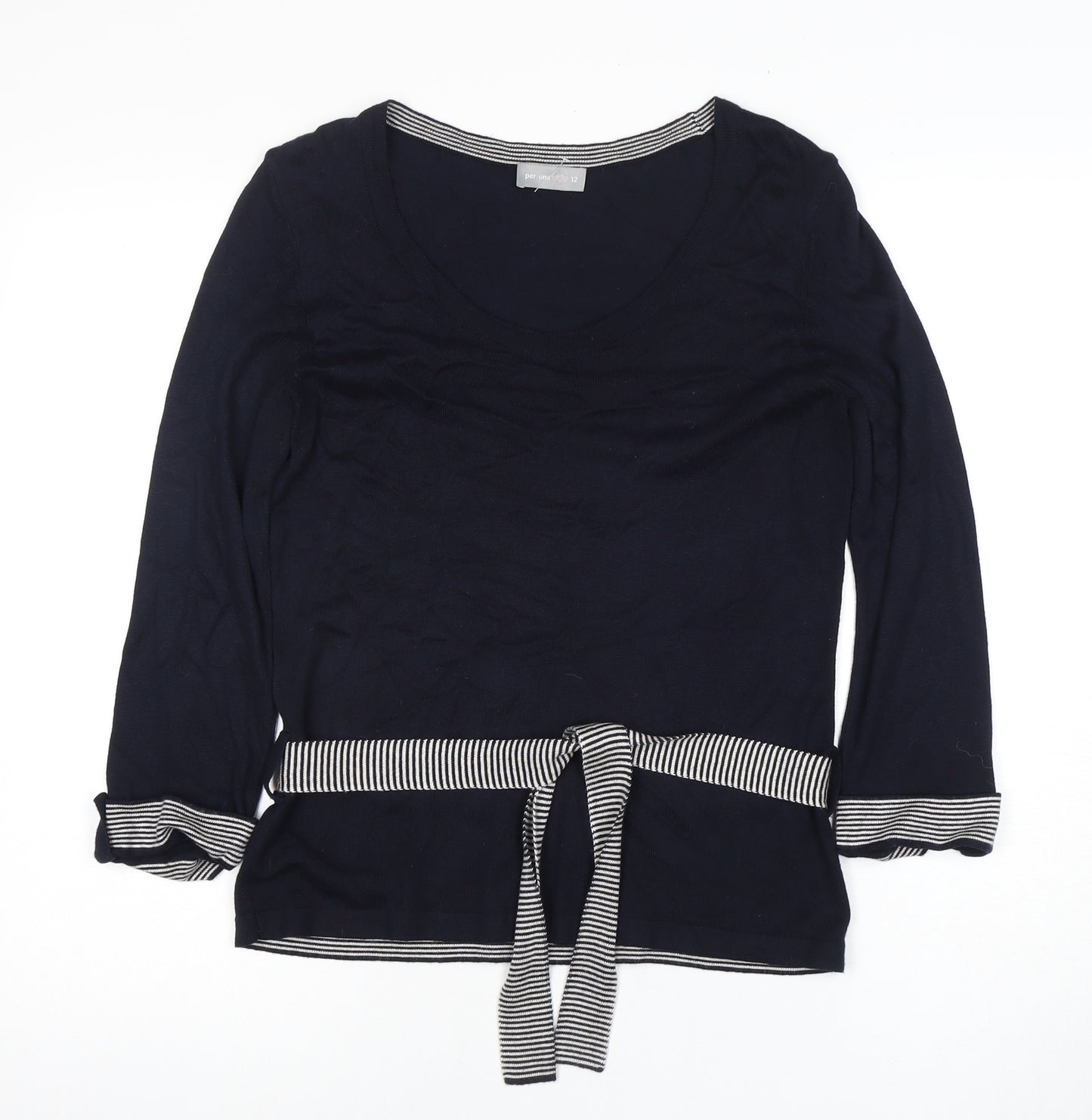 Per Una Women's Blue 3/4 Sleeve Sweater Size 12