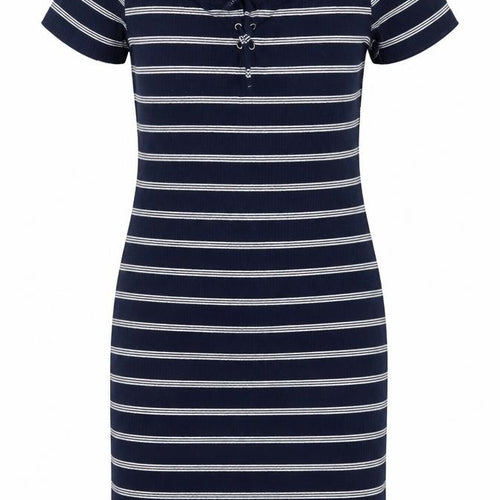 Brave Soul Women's Blue Striped Bodycon Dress M