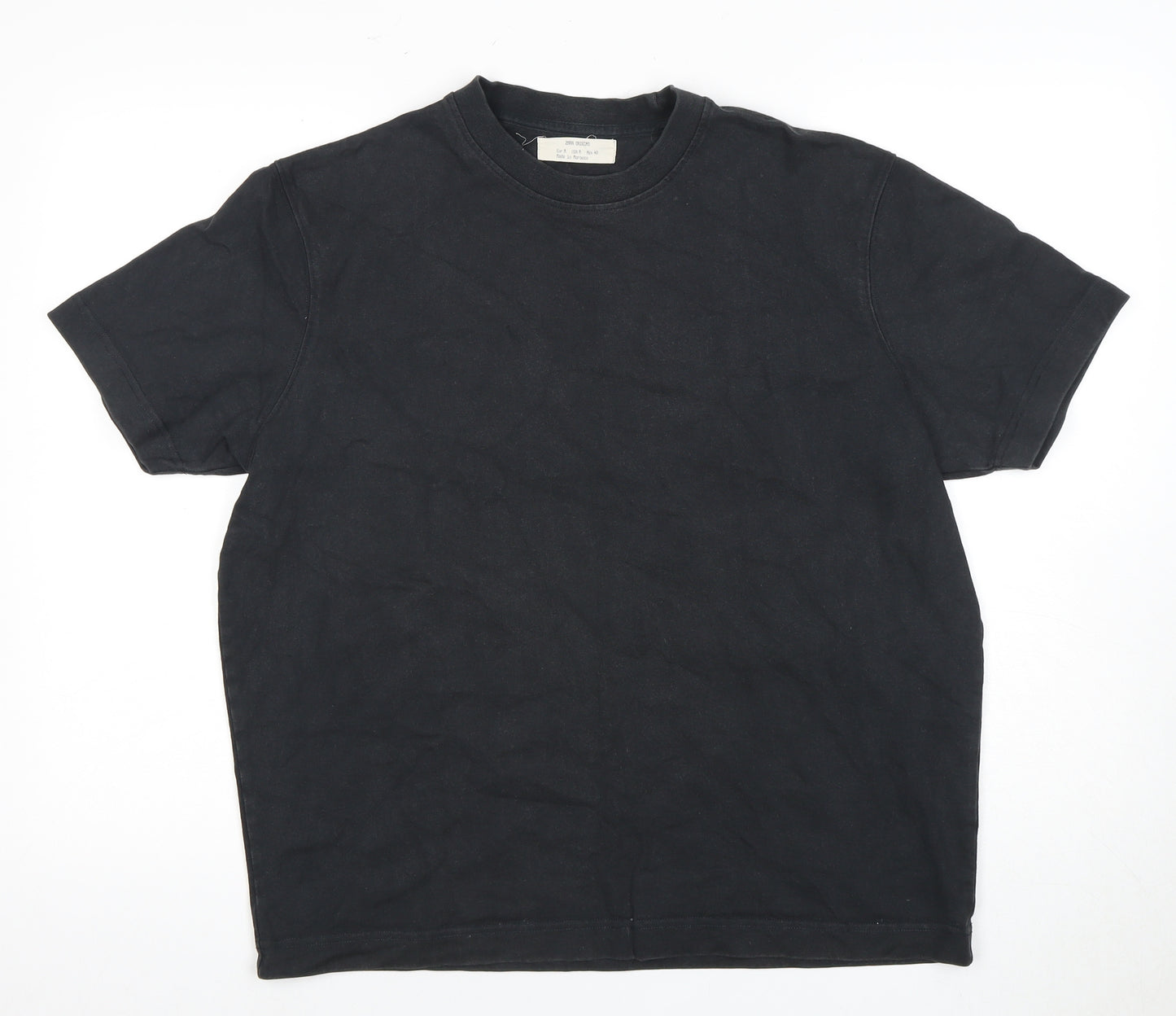 Zara Men's Black Medium Crew Neck T-Shirt