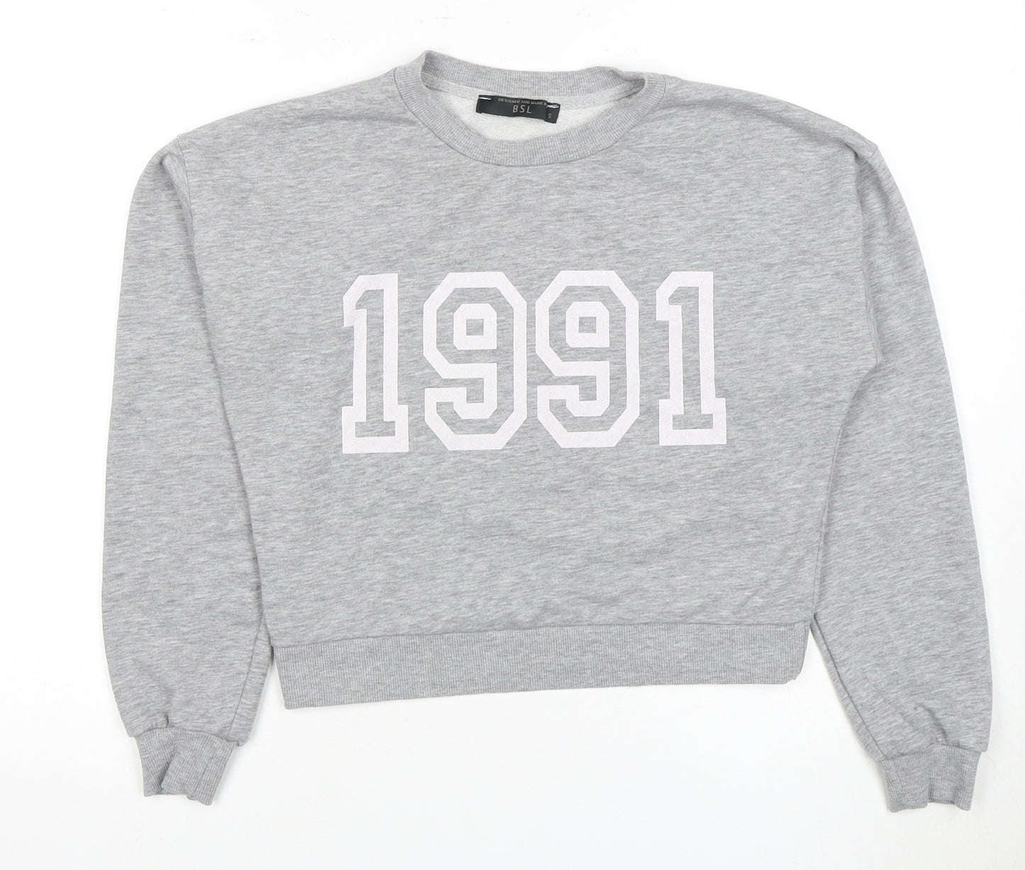BSL Women's Grey 90s Pullover Sweatshirt, Size S