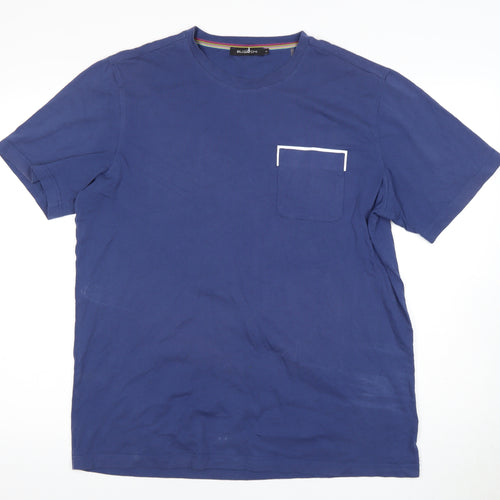 Busatchi Men's Blue Crew Neck Cotton T-Shirt