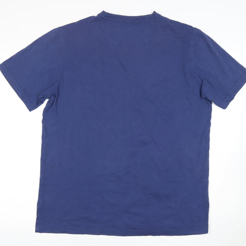 Busatchi Men's Blue Crew Neck Cotton T-Shirt