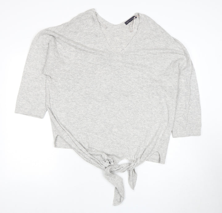 Marks & Spencer Women's Grey V-Neck Jumper Size 22