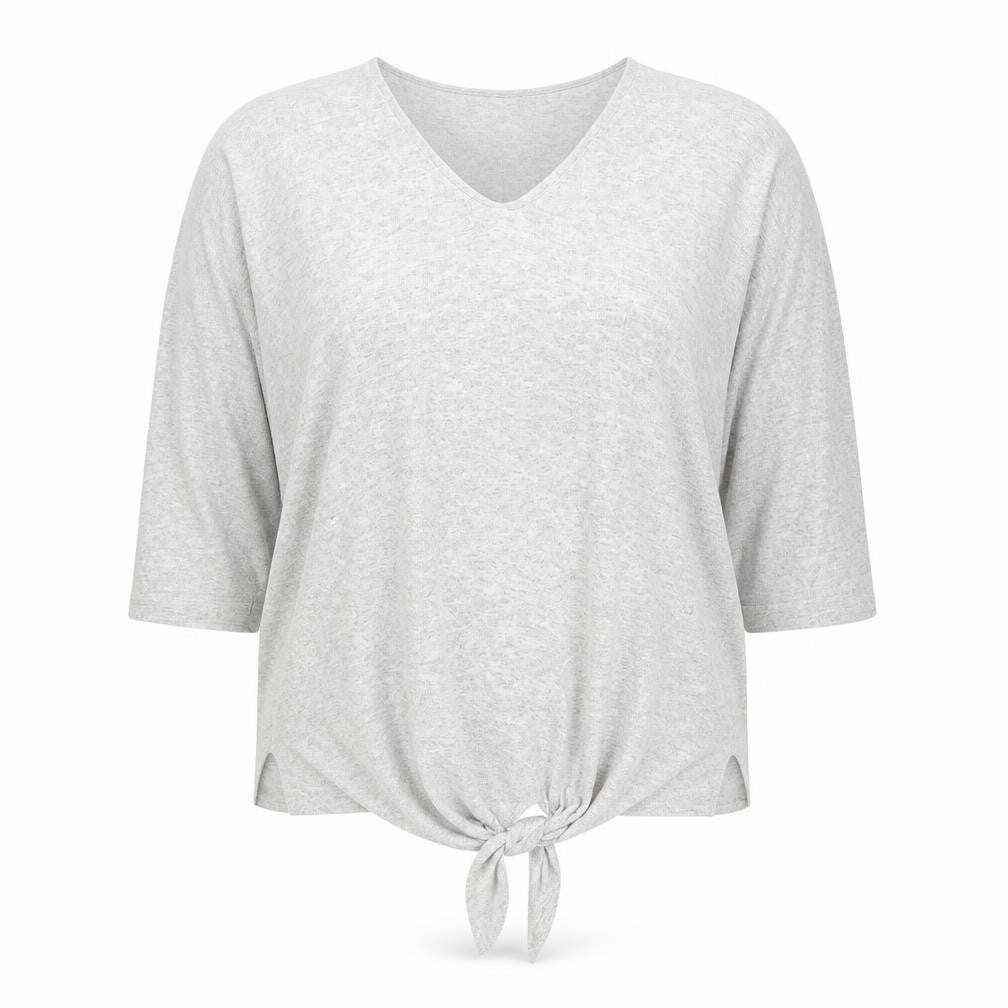 Front view of Marks & Spencer Women's Grey V-Neck Jumper, size 22