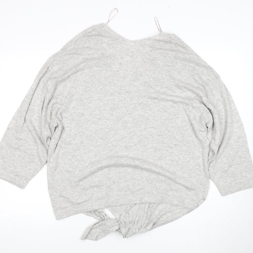 Marks & Spencer Women's Grey V-Neck Jumper Size 22