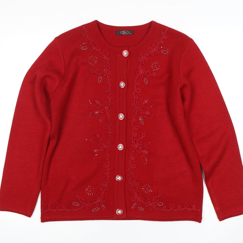 BM Red Women's Small Cardigan with Embroidery