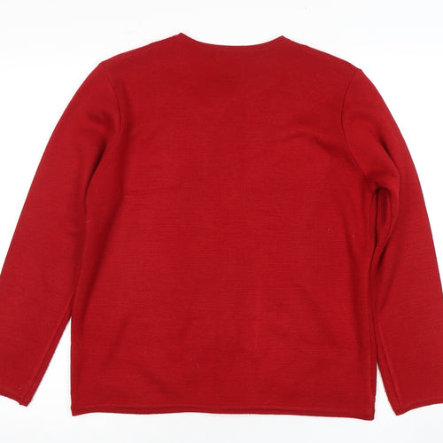 BM Red Women's Small Cardigan with Embroidery