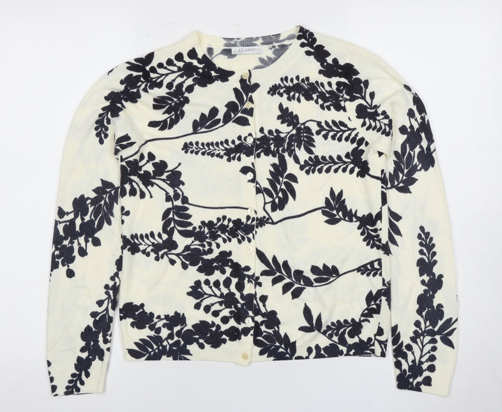 Marks and Spencer Women's Ivory Floral Cardigan Size 8